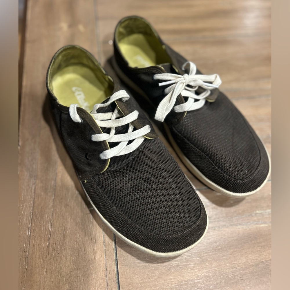 OluKai Black Mesh Sneakers with White Laces